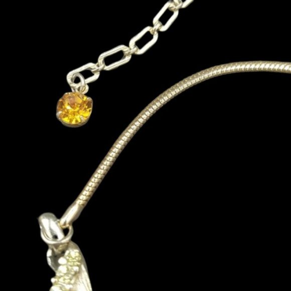 Vintage Corocraft Topaz Rhinestone Sculpted Necklace - Picture 2 of 7